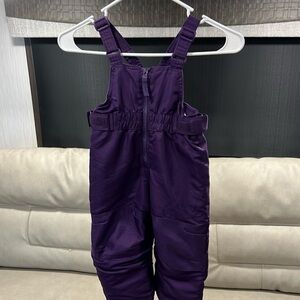 Cherokee Girls Snow Bib Ski 2T Purple Zip Up Adjustable